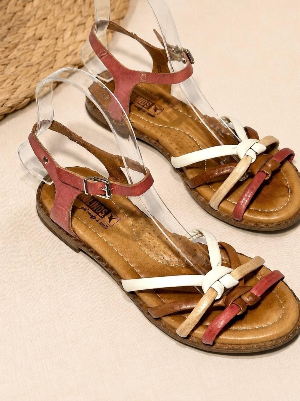 Pikolinos Womens Leather Strappy Sandals Size 37 US 6.5 Boho Made In Spain
